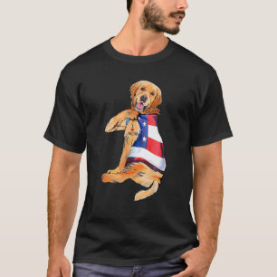 Camiseta Mujeres Tatuaje De Perro De La Recuperación Dorada