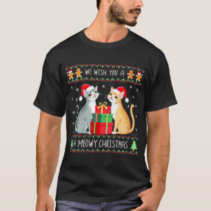 Camiseta Mujeres Te Deseamos Un Meowy Catmas Santa Hat Feo