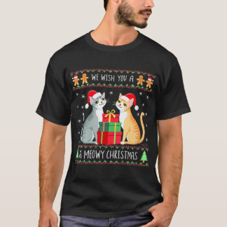 Camiseta Mujeres Te Deseamos Un Meowy Catmas Santa Hat Feo