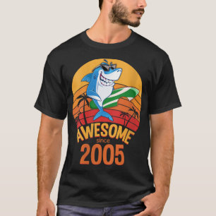 Camiseta Mujeres Tiburón Cumpleaños Surf De 15 Años Awesome