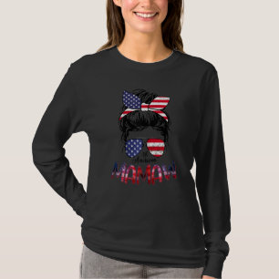 Camiseta Mujeres Todas Mamaw American Messy Bun Para La Abu