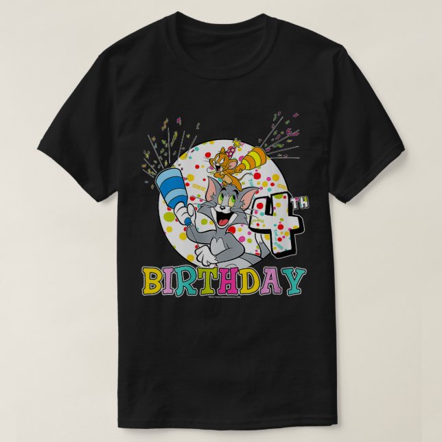Camiseta Mujeres Tom Y Jerry Retrato De Cumpleaños 4 VNeck  (Diseño del anverso)