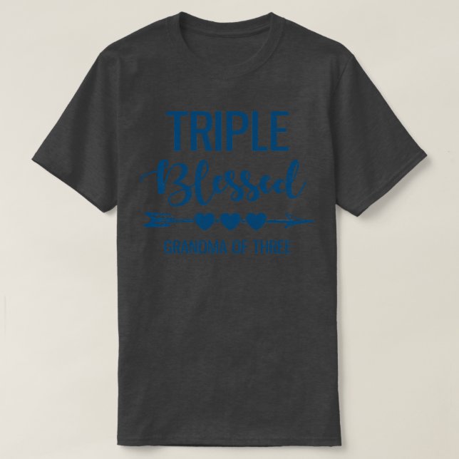 Camiseta Mujeres Triple Abuela Bendecida De Tres Nietos G (Diseño del anverso)