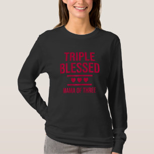 Camiseta Mujeres Triple Bendición Mamá De Tres Niños Chicas