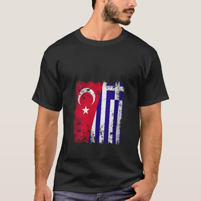 Camiseta Mujeres Turquía Grecia Bandera media griega turca (Anverso)