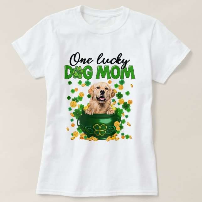 Camiseta Mujeres Un Perro Afortunado Mamá Dorada Recuperado (Diseño del anverso)