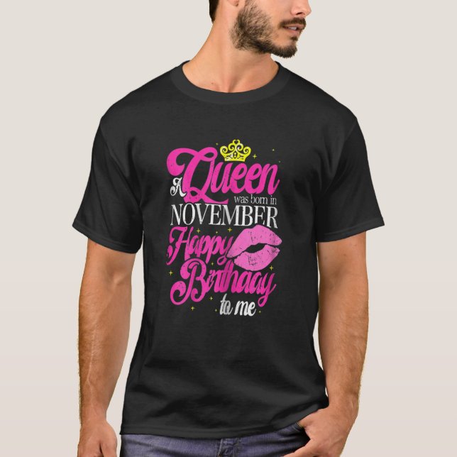 Camiseta Mujeres Una Reina Nació En Noviembre, AfroChica Ha (Anverso)