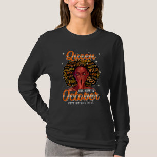 Camiseta Mujeres Una Reina Nació En Octubre Feliz Cumpleaño