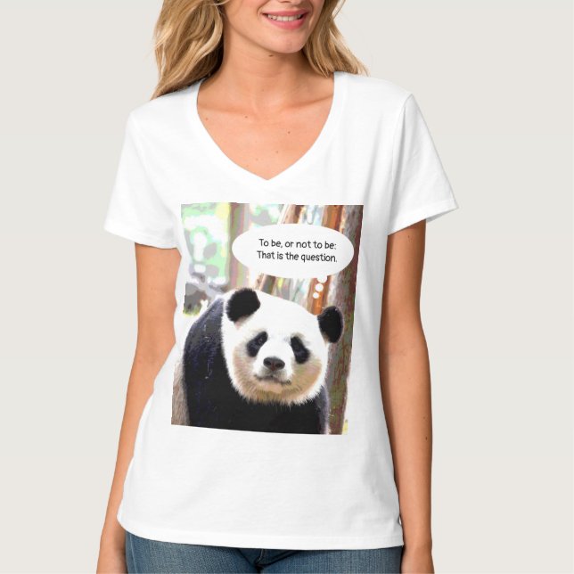 Camiseta Mujeres V Cuello TShirts Hamlet Cita Panda Bear (Anverso)
