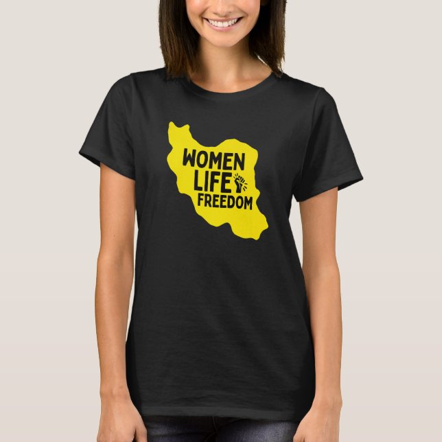 Camiseta Mujeres Vida Libertad Apoyo a la Persa Zan Zendegi (Anverso)