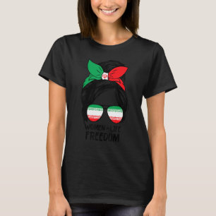 Camiseta Mujeres Vida Libertad Irán Libre Moño Desordenado
