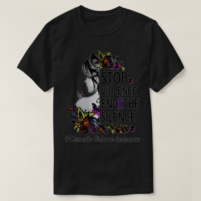 Camiseta Mujeres Violencia Doméstica Conciencia Detener Vio (Diseño del anverso)