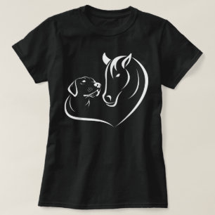 Camiseta Mujeres y hombres con motivo de caballo y perro Am