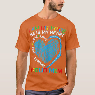 Camiseta Mujeres Yo Soy Su Voz Él Es Mi Autismo Corazón Awa
