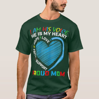 Camiseta Mujeres Yo Soy Su Voz Él Es Mi Autismo Corazón Awa