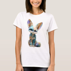 Camiseta Mujeres Zorro Fennec Fantasía Acuarela Pastel