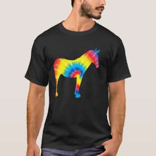 Camiseta Mula Tie Dye Estampa de Arcoíris Burro Caballo Hip
