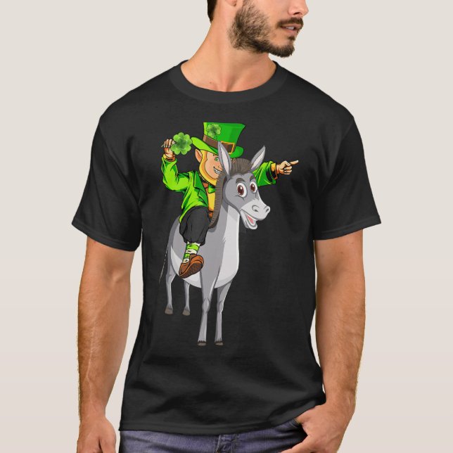 Camiseta Mule Leprechaun Riding Mule St Patrick's Day (Anverso)