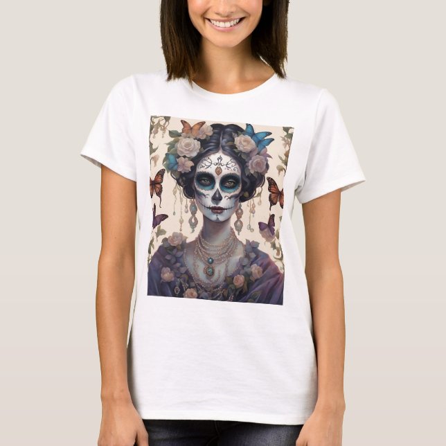 Camiseta Mulher com maquiagem estilo Catrina (Anverso)