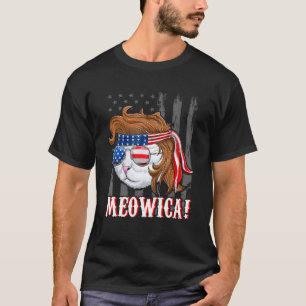 Camiseta Mullet de gato de la bandera americana Meowica del