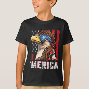 Camiseta Mullet Patriótico Águila Calva Merica Bandera De U