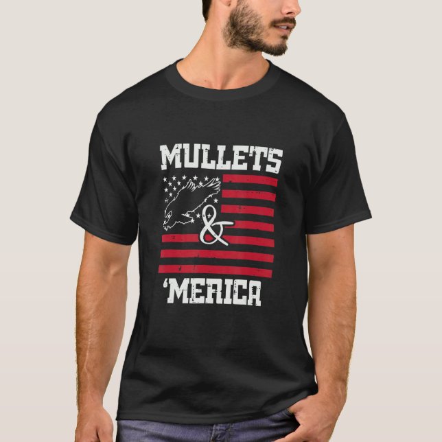 Camiseta Mullets Y Merica Águila Bandera Estadounidense Cua (Anverso)