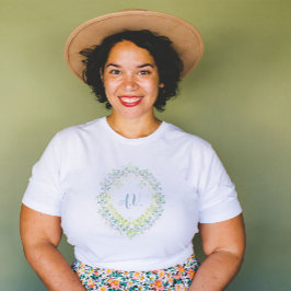 Camiseta Multi-coloured Pastel Floral Wreath and Monograms