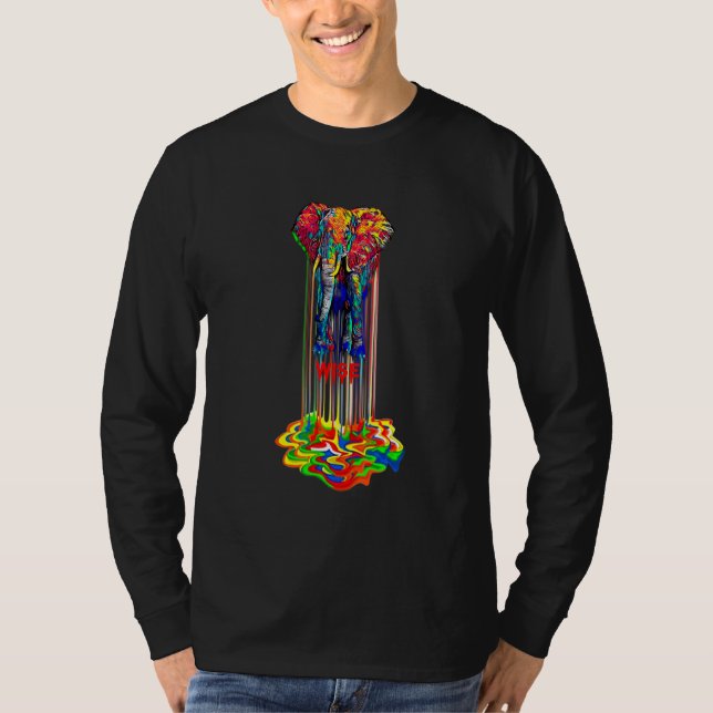 Camiseta Multicolor De Elefante Divertido Y Sabio (Anverso)