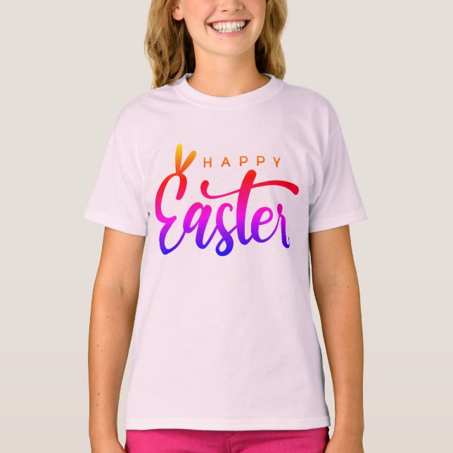 Camiseta Multicolor feliz de Pascua (Anverso)