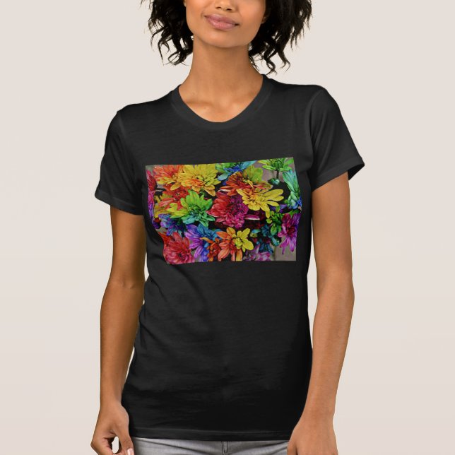 Camiseta multicolor floral (negro) (Anverso)