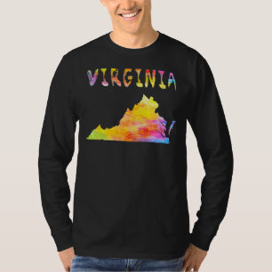 Camiseta Multicolor Watercolor Virginia State Map Digital A