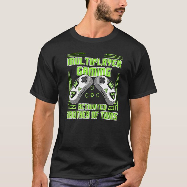 Camiseta Multiplayer Gaming Brother Of Twins Video Gamer Me (Anverso)