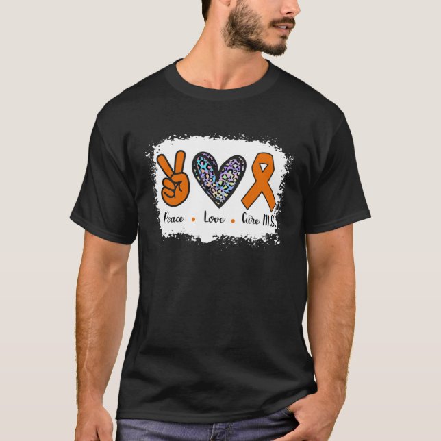 Camiseta Multiple Sclerosis MS Peace Love Cure MS Leopard H (Anverso)