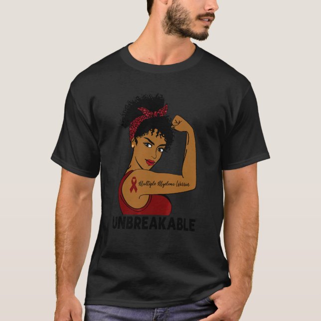 Camiseta Múltiples guerreras de mieloma negras inquebrantab (Anverso)