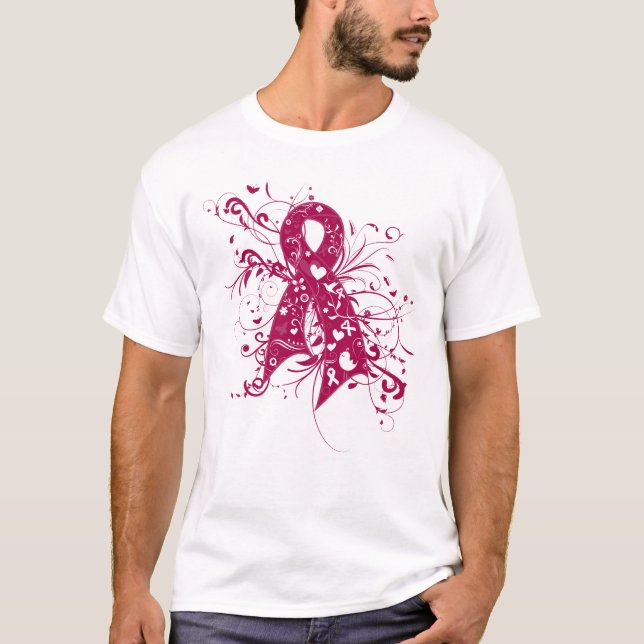 Camiseta Múltiples Myeloma Floral Swirls Ribbon (Anverso)
