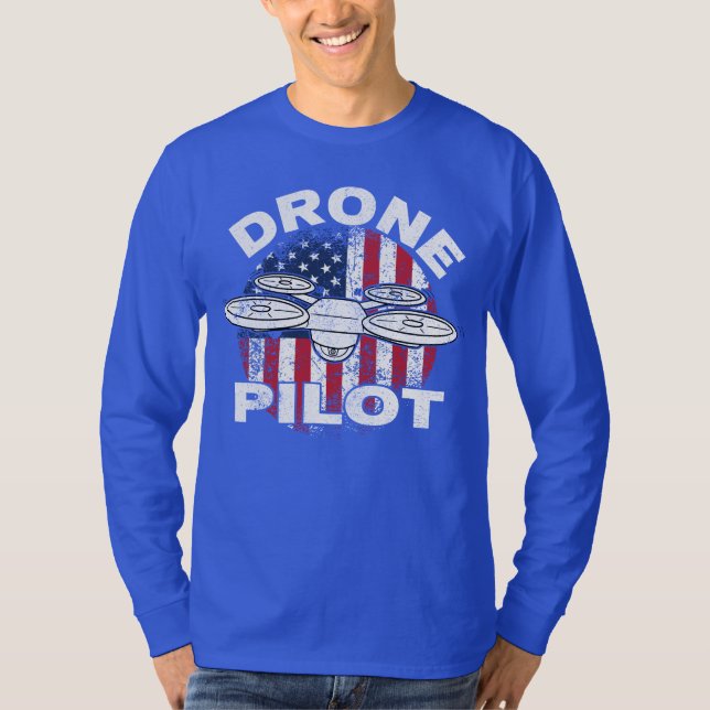 Camiseta Multirotor piloto de drones Bandera Cuadcopter Ame (Anverso)