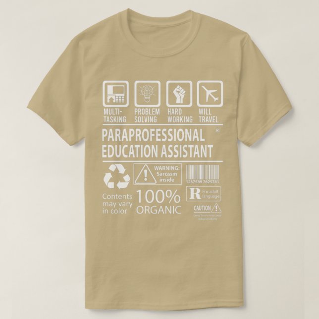 Camiseta Multitarea de Paraprofesional Education Assistant (Diseño del anverso)