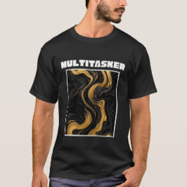 Camiseta Multitarea Mármol Líquido Dorado y Negro Abstracto