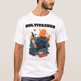 Camiseta Multitasker Cat - Funny Lazy Gaming Cat
