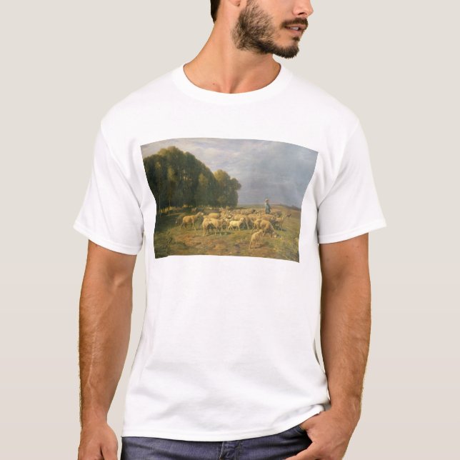 Camiseta Multitud de ovejas en un paisaje (Anverso)