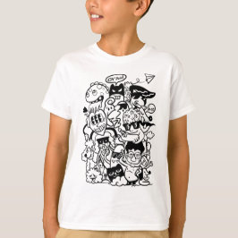 Camiseta Multitud de Personajes de Dibujos Animados Excéntr