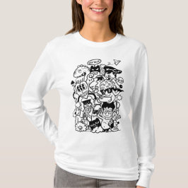 Camiseta Multitud de Personajes de Dibujos Animados Excéntr