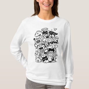 Camiseta Multitud de Personajes de Dibujos Animados Excéntr