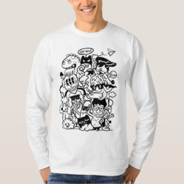 Camiseta Multitud de Personajes de Dibujos Animados Excéntr