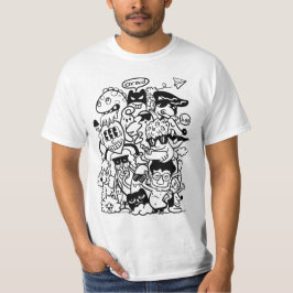 Camiseta Multitud de Personajes de Dibujos Animados Excéntr