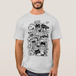 Camiseta Multitud de Personajes de Dibujos Animados Excéntr
