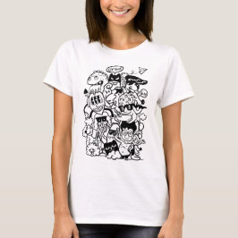 Camiseta Multitud de Personajes de Dibujos Animados Excéntr