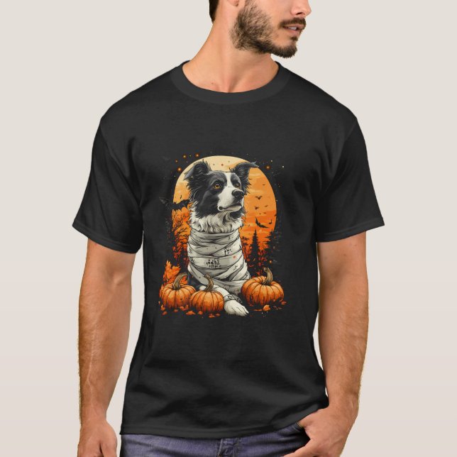 Camiseta Mummy Border Collie Pumpkin Scary Perro Halloween  (Anverso)