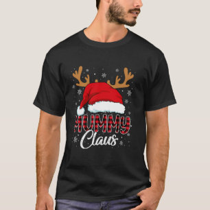 Camiseta Mummy Claus Santa Hat Reindeer Red Plaid Mateo