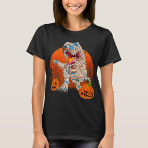 Camiseta Mummy dinosaur T Rex Spooky Moon Pumpkin Halloween